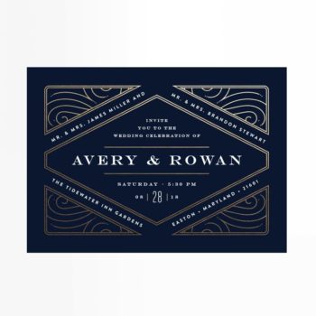 Gold Foil + Navy Art Deco Invitation