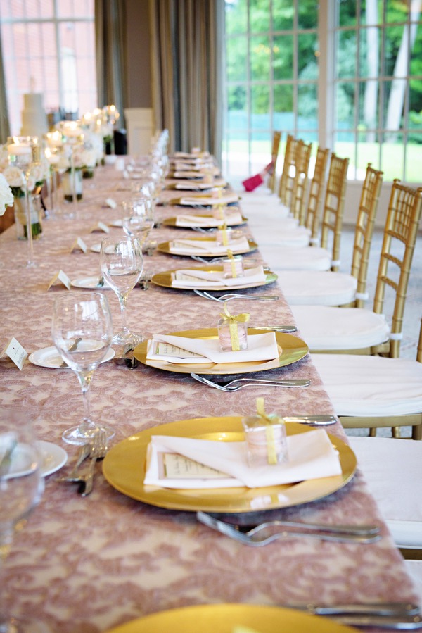 Gold + Pink Place Settings Vintage Inspired Wedding