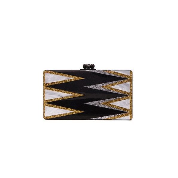 Gold + Silver Glitter Art Deco Clutch