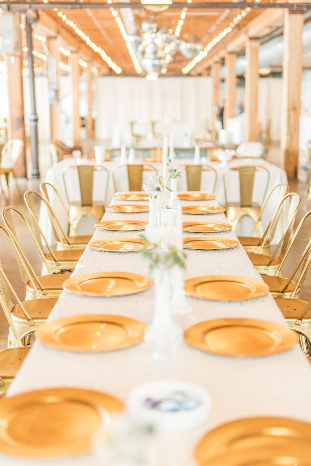 Gold Tablescapes Bright Winter Wedding