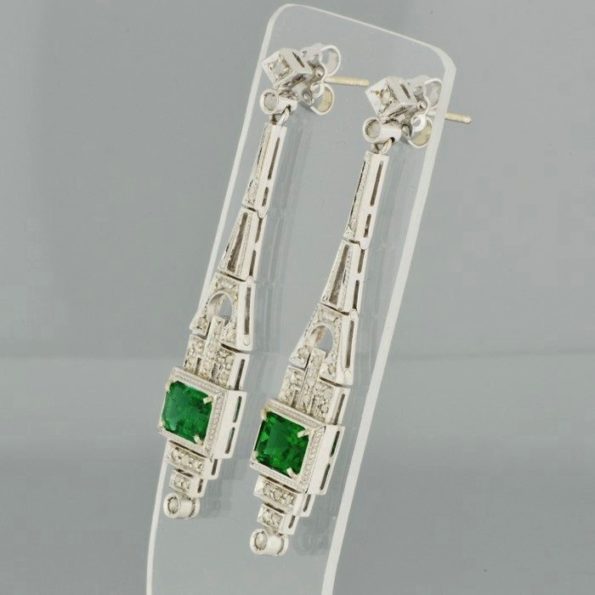 Green Art Deco Earrings