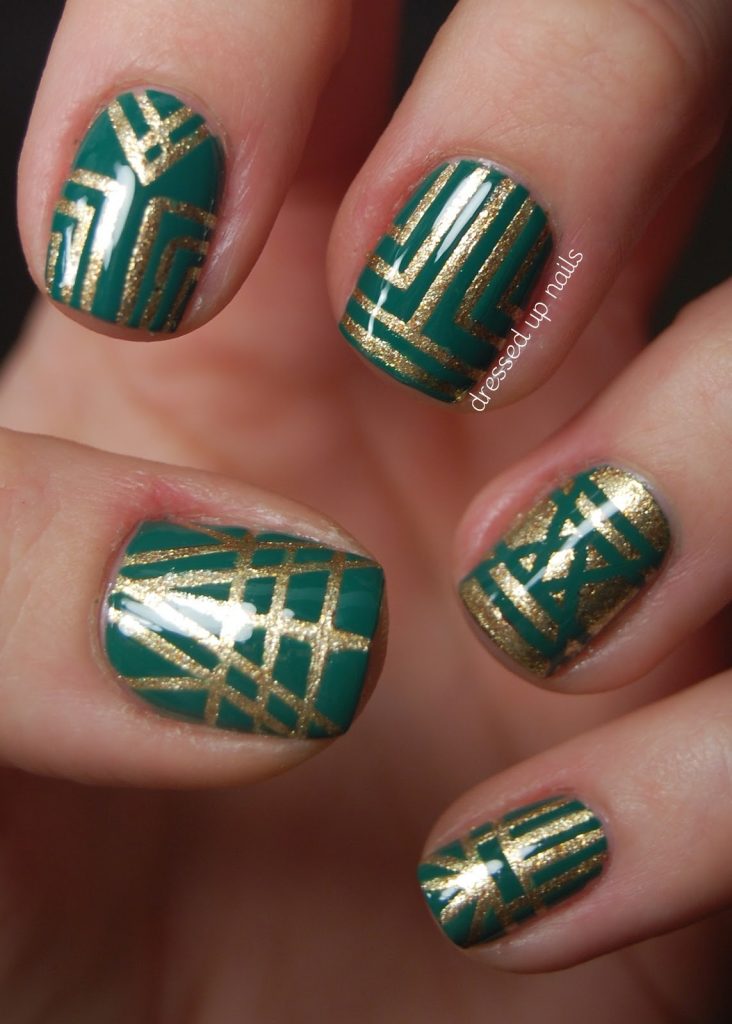 Green Art Deco Nails