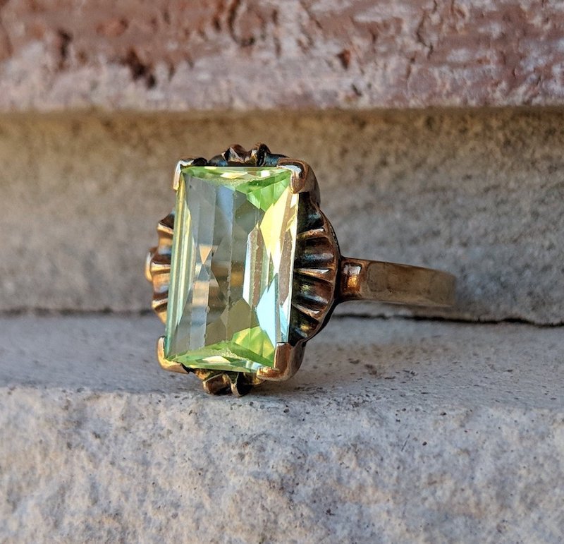 Green Art Deco Spinel Ring