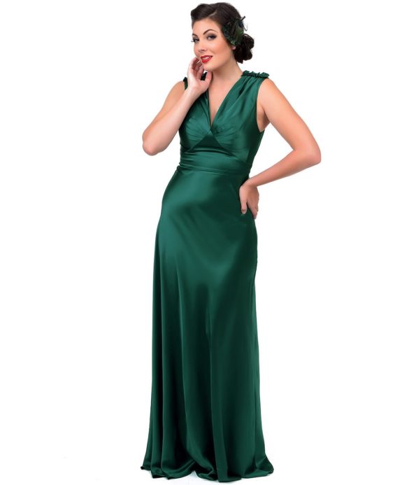 Green Satin 1930s Gown