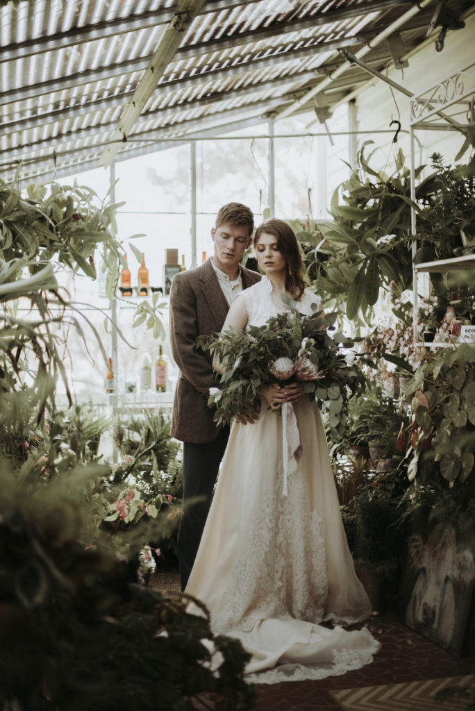 Greenhouse Wedding Bride + Groom