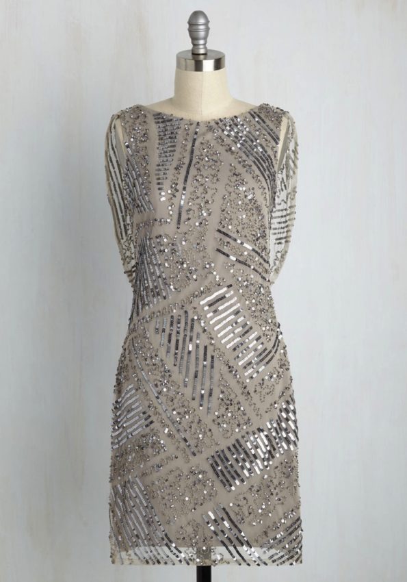 Grey Art Deco Cocktail Dress