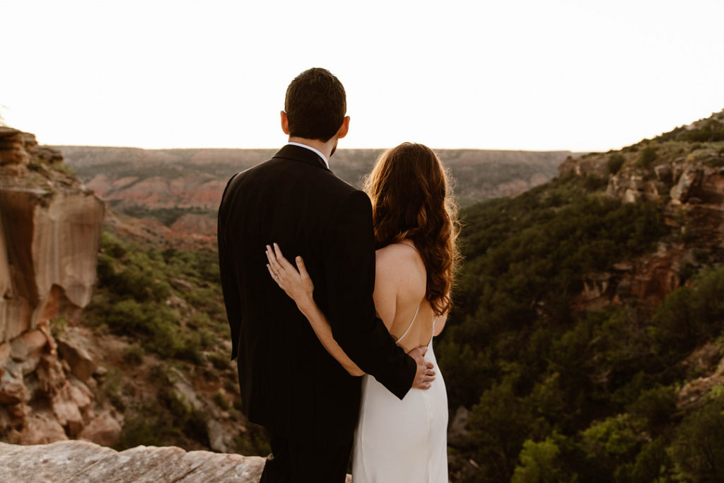 Groom and Bride Sunrise Elopement