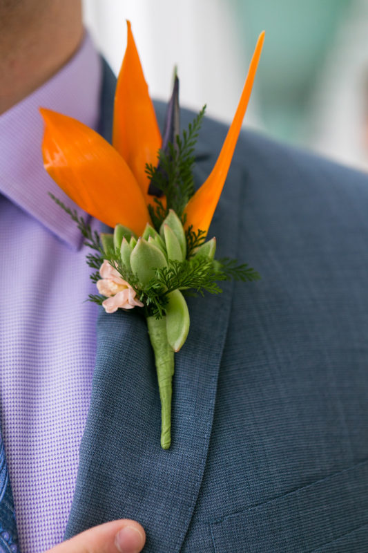 Orange Groom Boutonniere