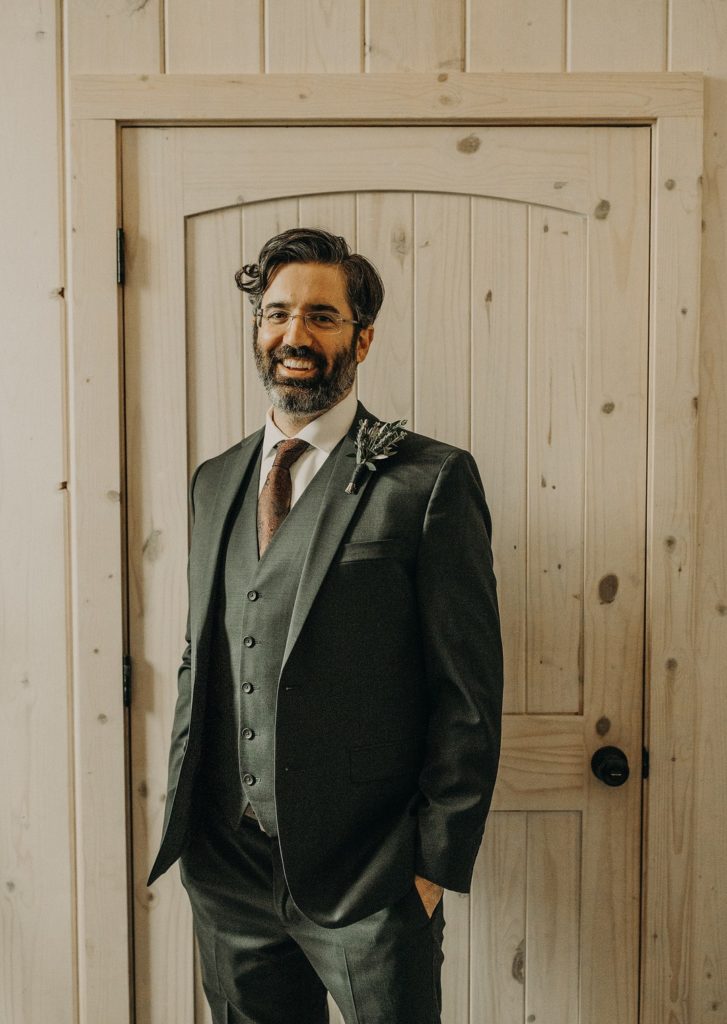 Groom at Elegant Vintage Barn Wedding