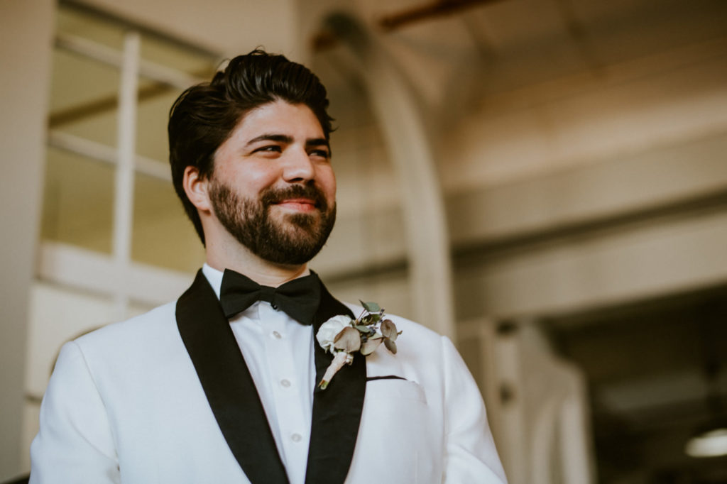 Groom Seeing Bride | Vintage Industrial NYC Wedding