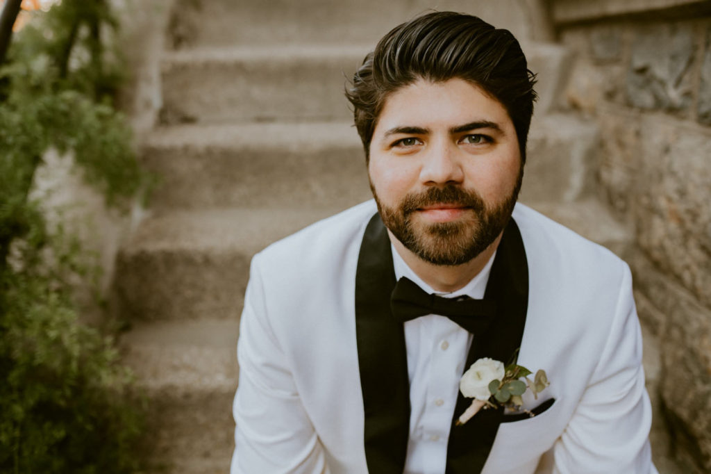 Groom Vintage Industrial NYC Wedding