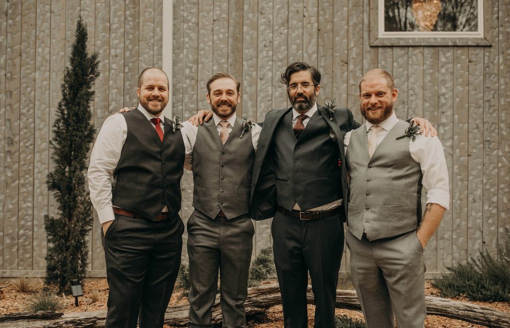 Groomsmen at Vintage Barn Wedding