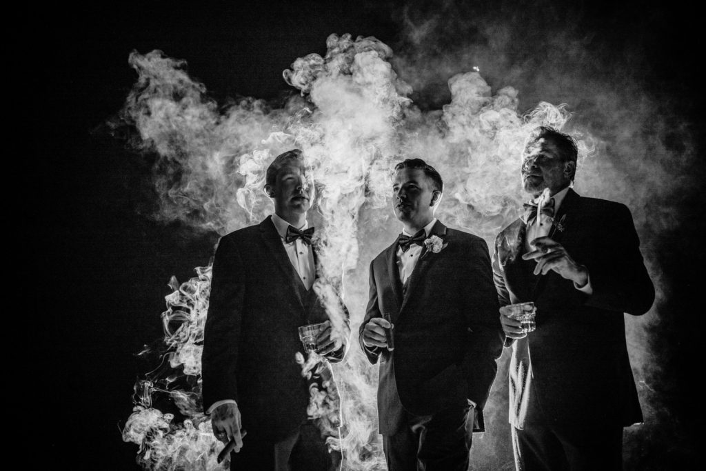 Groomsmen Smoking Cigars