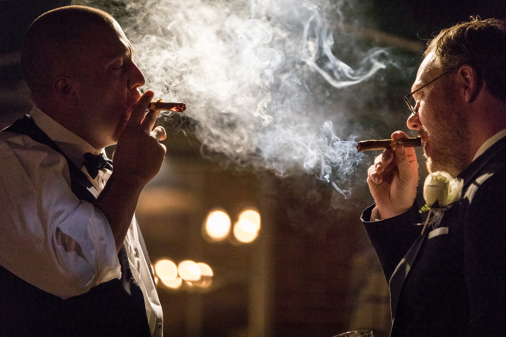 Groomsmen Smoking Cigars