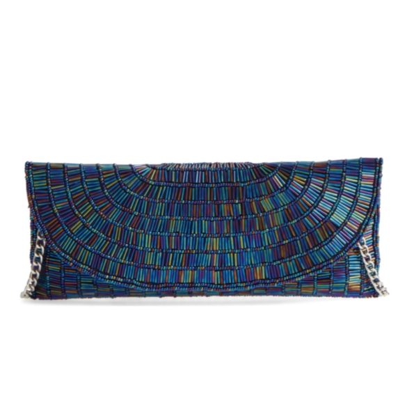 Iridescent Blue Beaded Art Deco Purse