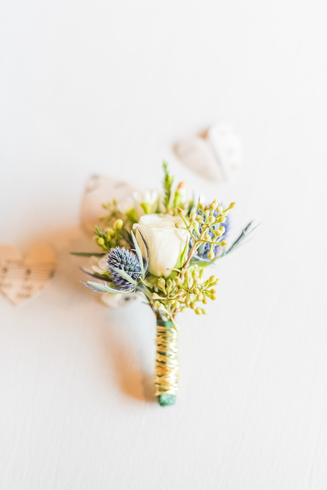 Ivory and Blue Boutonniere