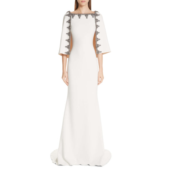 Ivory Art Deco Cape Gown