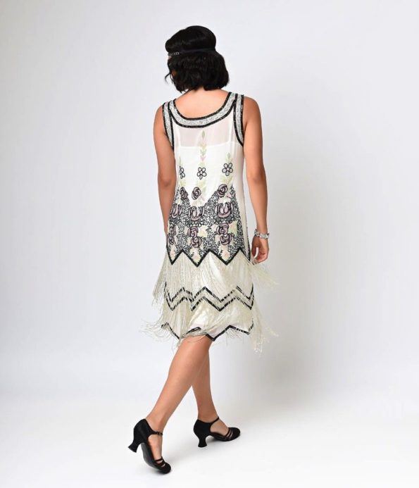 Black + Ivory Fringed Flapper Dress - Image 2
