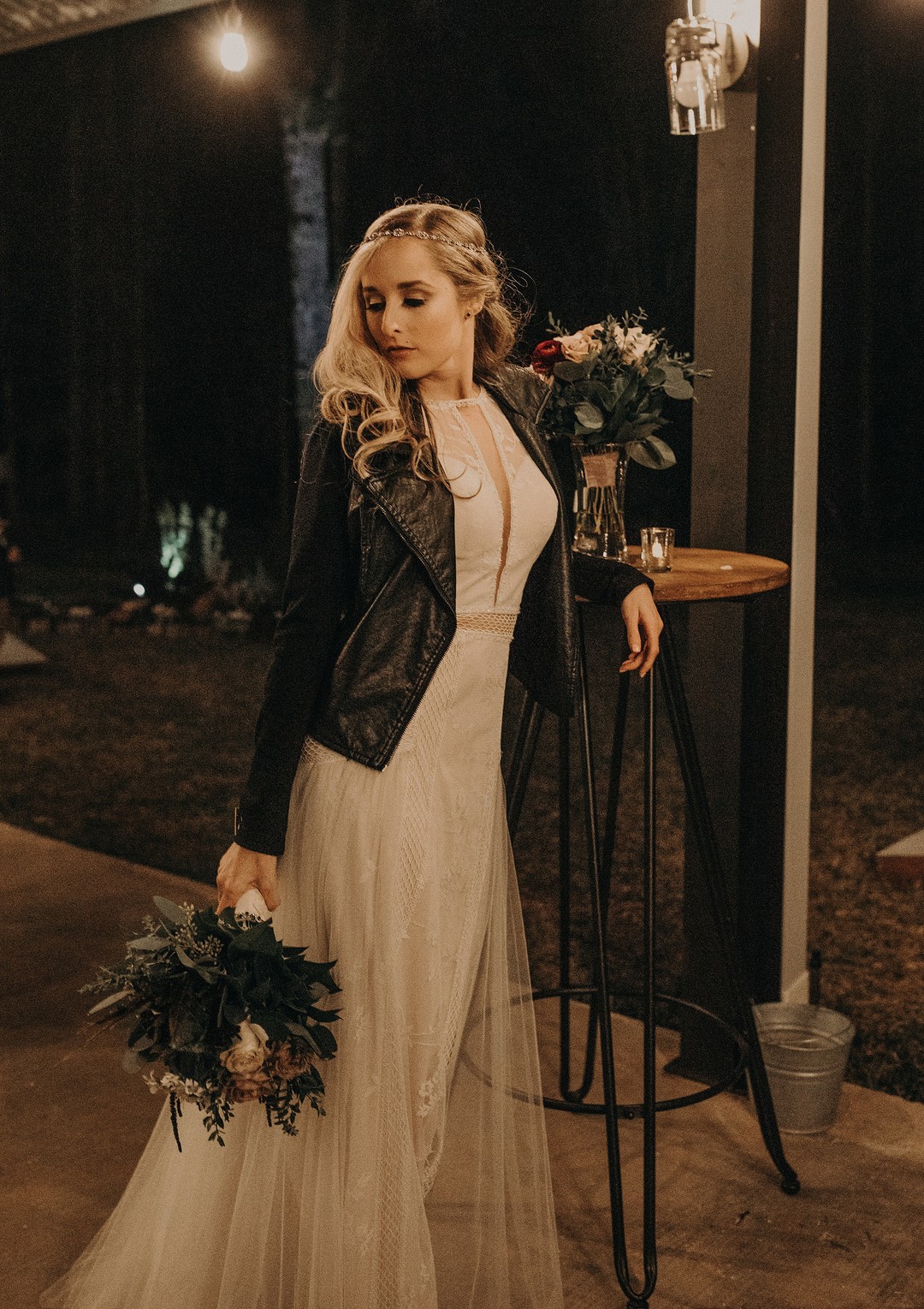 Bride in Leather Jacket