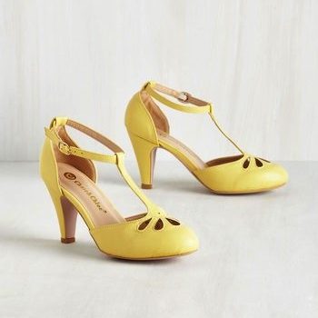 Lemon Yellow Flapper Shoes