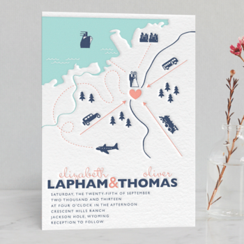 Vintage Map Letterpress Invitation