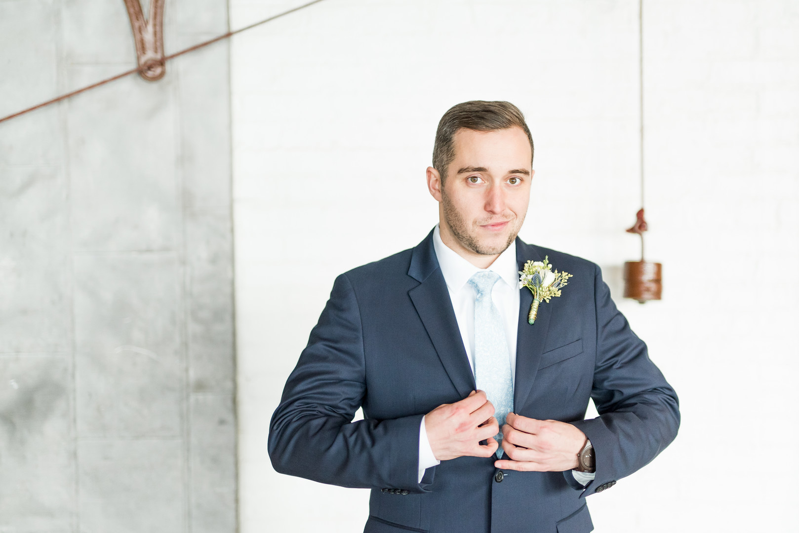 Light Bright Winter Wedding Groom