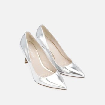 Metallic Silver Art Deco High Heels