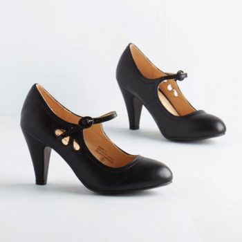 Midnight Black 1920s Mary Jane Shoes