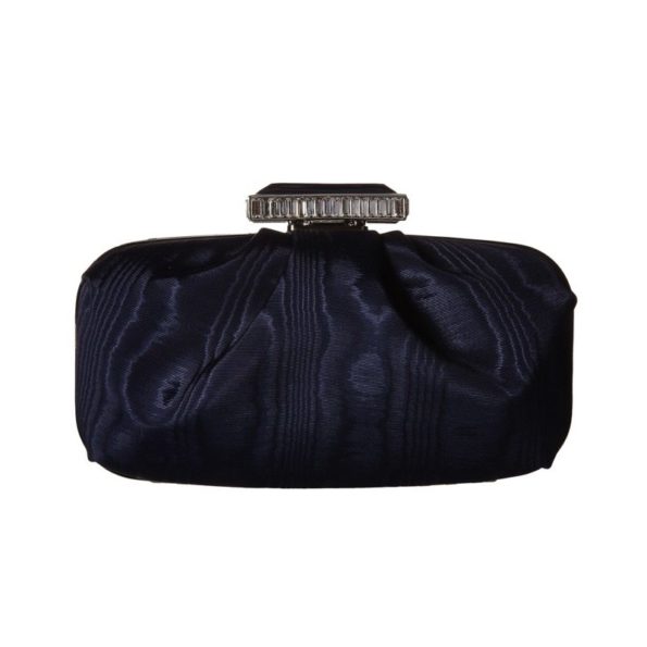 Midnight Blue Ruched Clutch | Oscar de la Renta