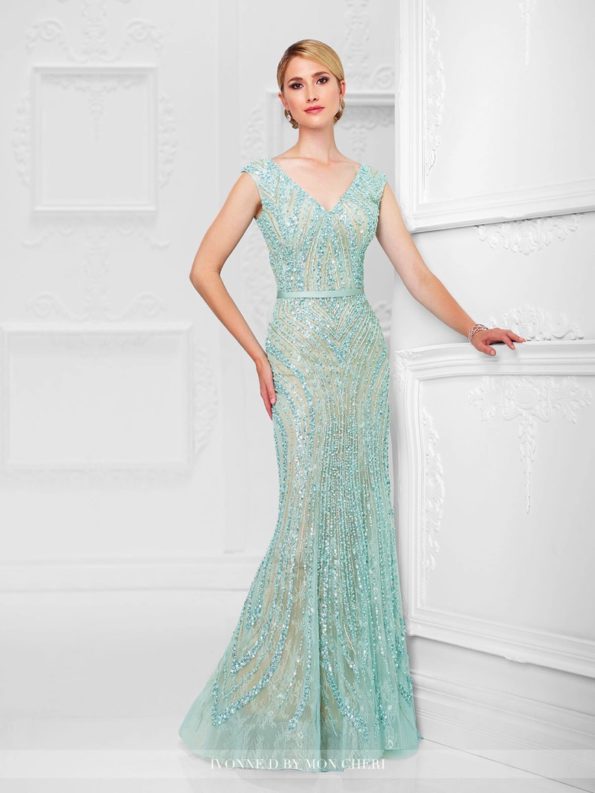 Mint Green 1930s Style Evening Gown