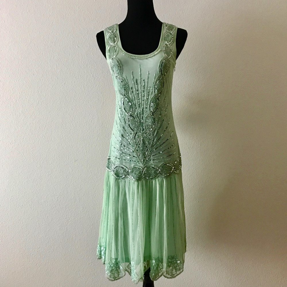 Misty Jade Mine Green Flapper Dress