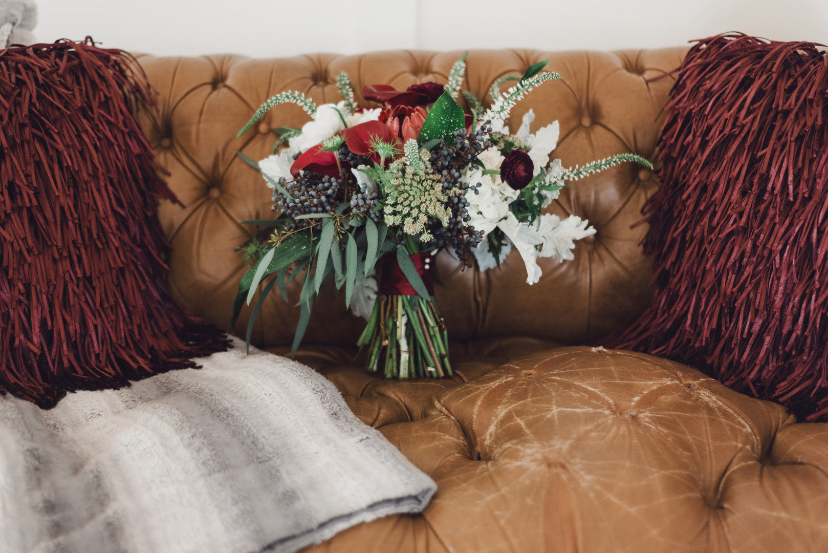 Moody Vintage Winter Wedding Bouquet Decor