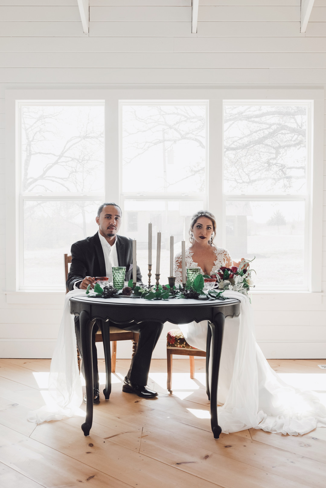 Moody Vintage Winter Wedding | Bride + Groom