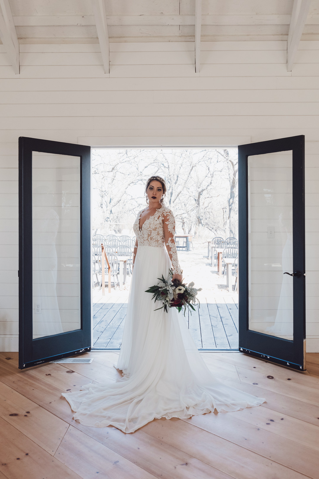 Moody Vintage Winter Wedding Bride