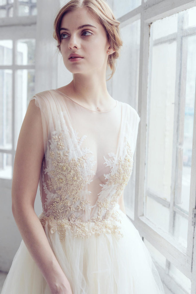 Sheer Tulle Wedding Dress | MYWONY | Dione Gown