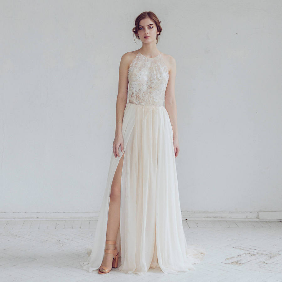 Lace Halter Wedding Dress | MYWONY | Melita Gown