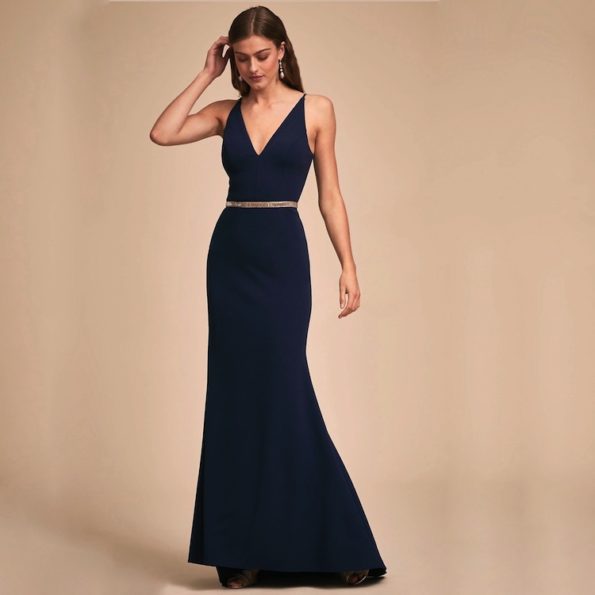 Navy Blue 1930s Style Evening Gown