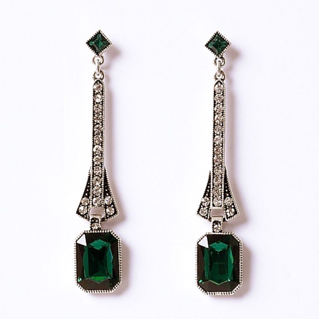Oversize Art Deco Emerald Green Earrings Deco Shop