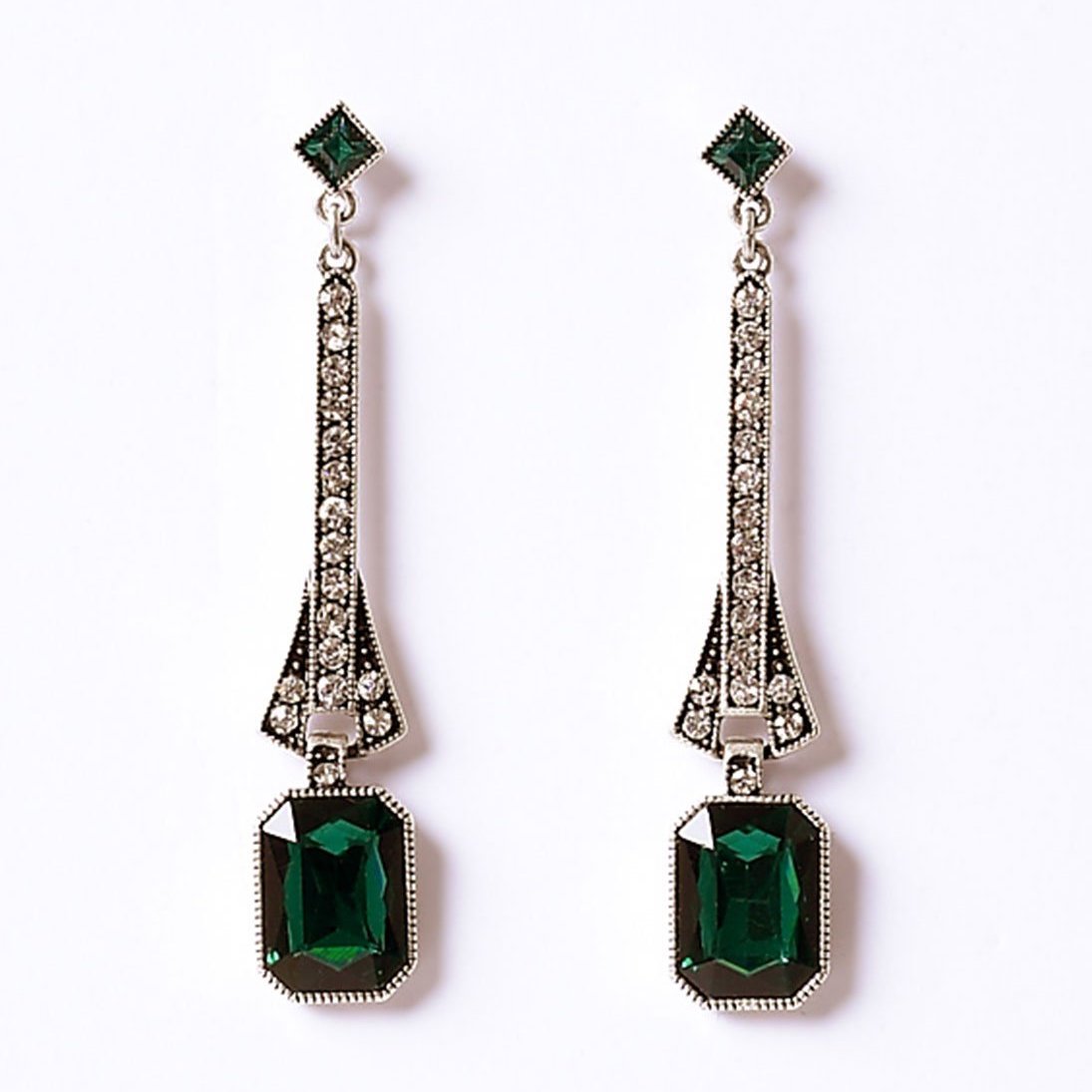 Oversize Art Deco Emerald Green Earrings