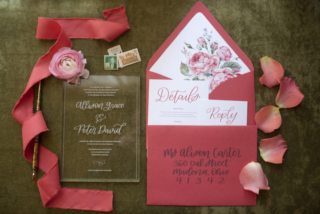 Pantone Living Coral | Vintage Wedding Invitation