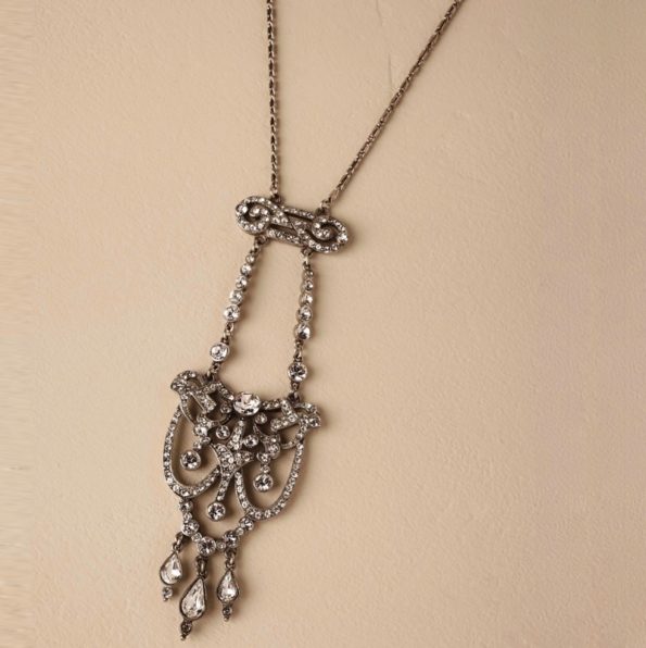 Pewter Art Deco Pendant Necklace