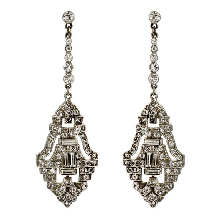 Art deco crystal earrings sale