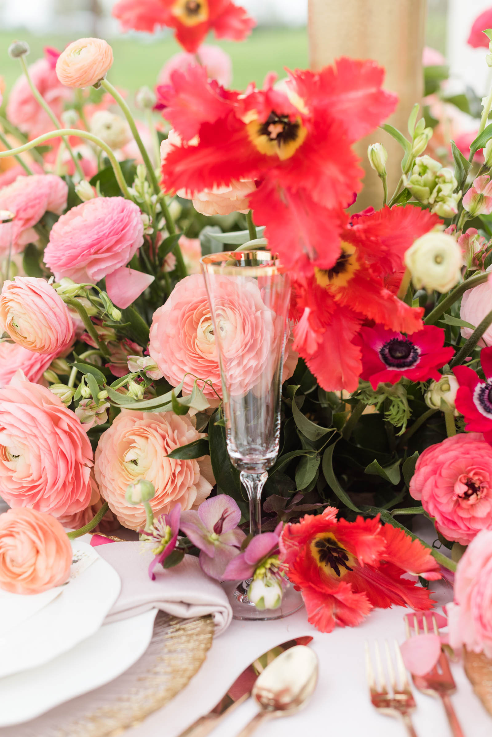 Pink and Coral Spring Wedding Florals