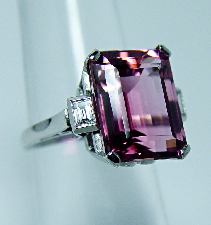 Pink Art Deco Tourmaline Cocktail Ring