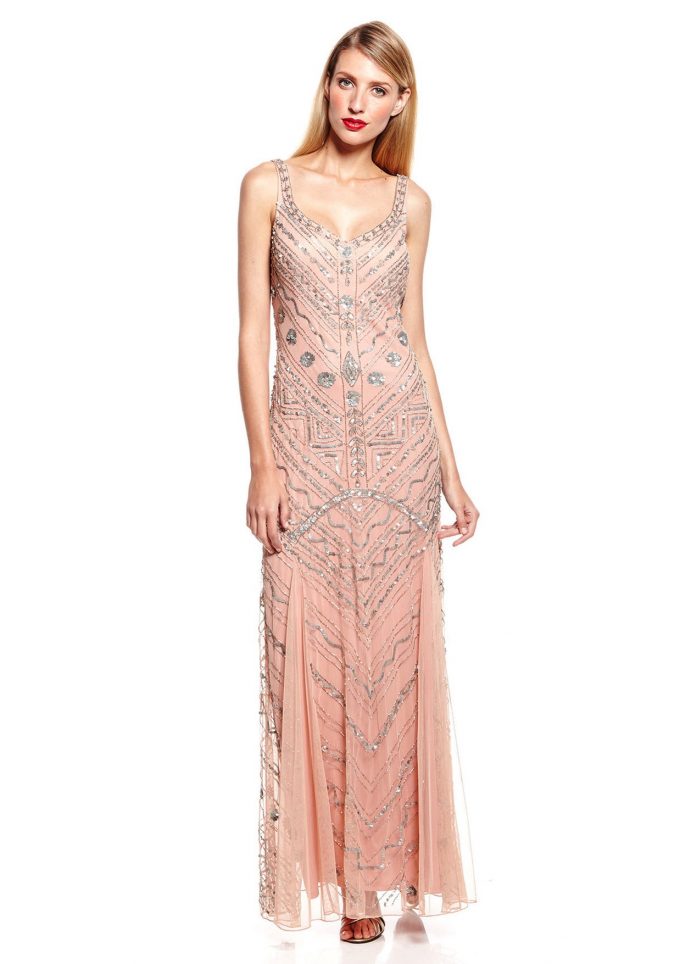 Blush Pink Beaded Drop Waist Gown Deco Shop