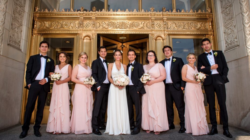 Pink Bridesmaids Vintage Style Chicago Wedding