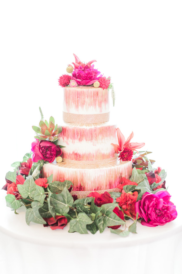 Pink Floral Wedding Cake | Las Vegas Wedding