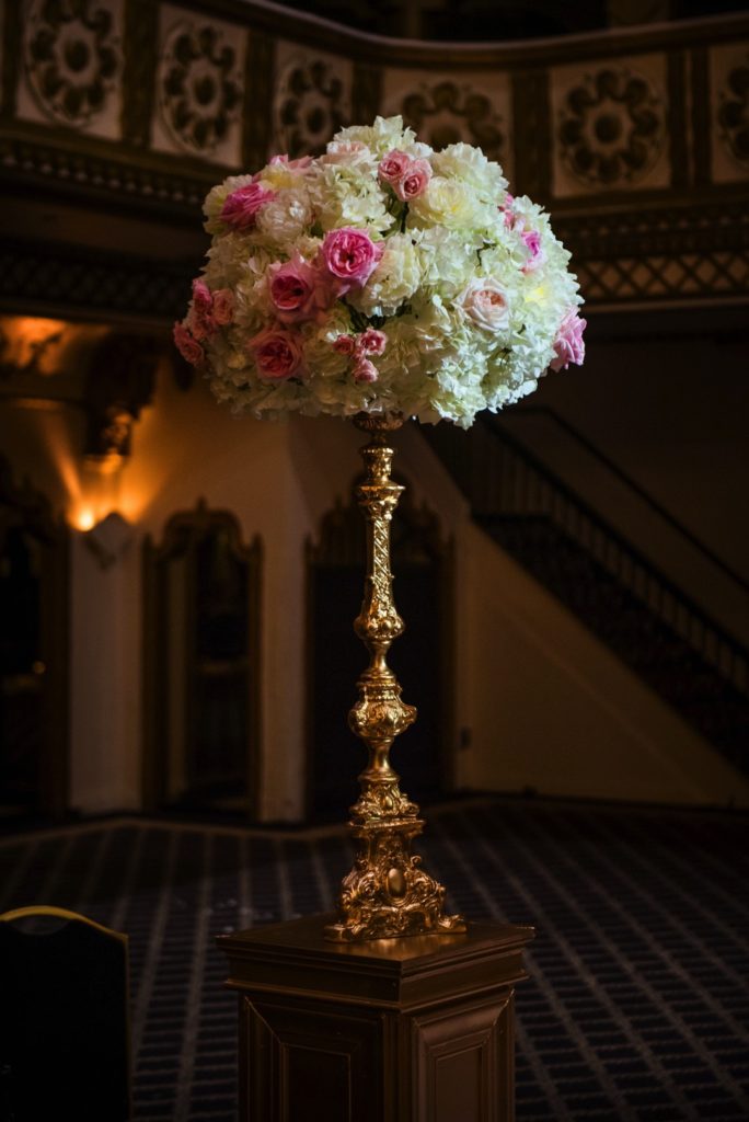 Pink + White Floral Centerpiece | Vintage Style Chicago Wedding