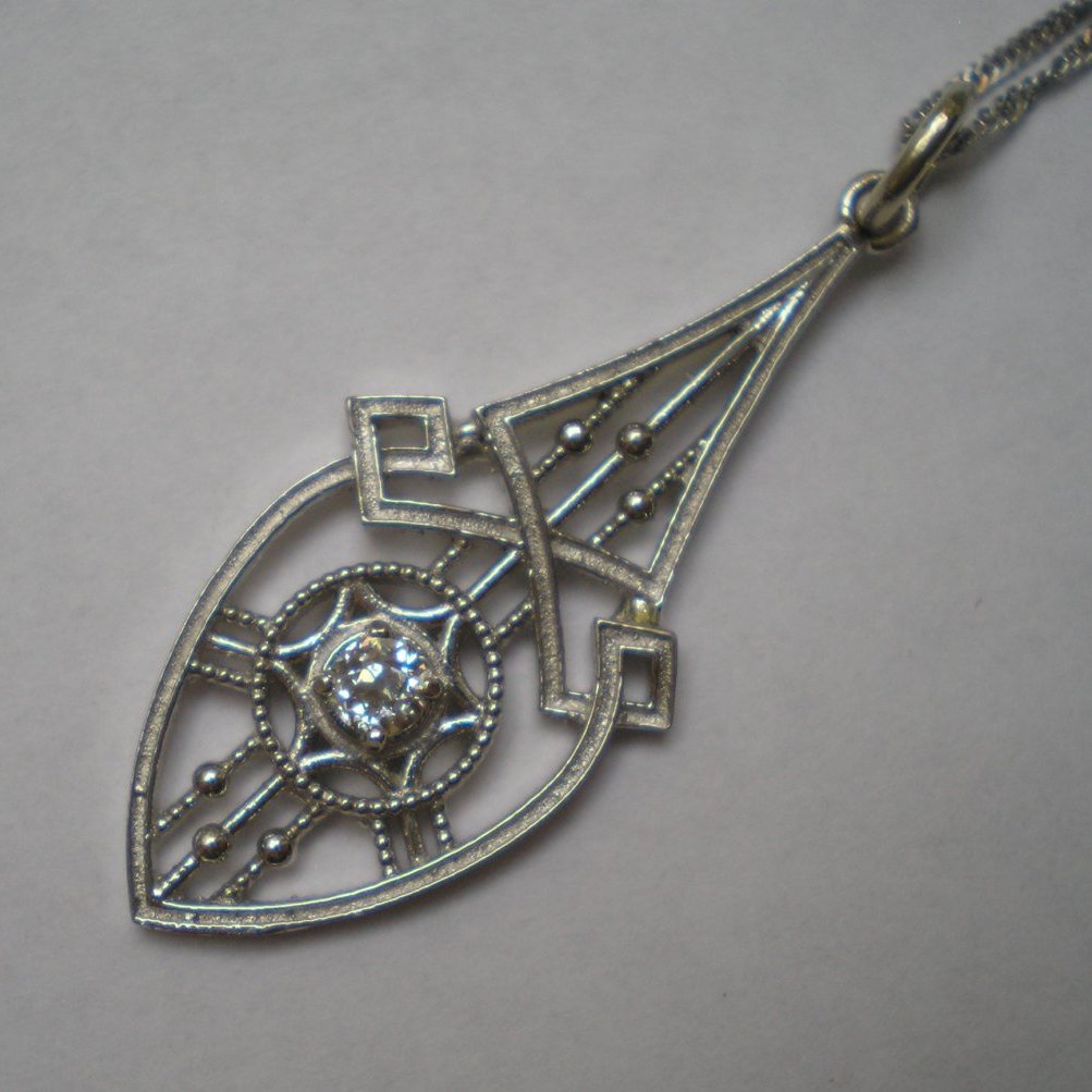 Platinum Art Nouveau Diamond Pendant