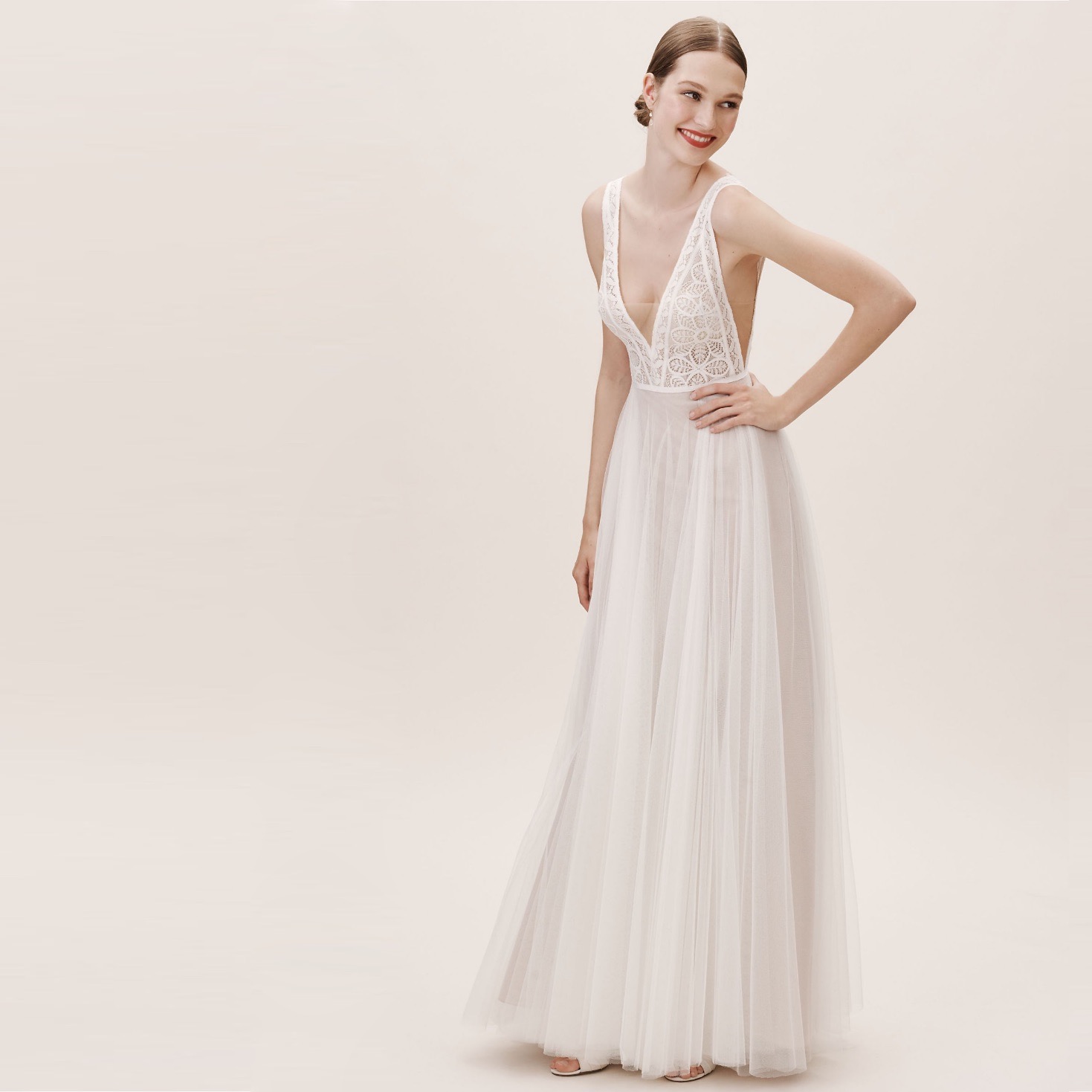 Plunge Front Vintage Wedding Gown | Harlan | By Watters